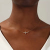 Wholesale Ladies Copper Inlaid Zircon Geometric Handmade Cross O Chain Necklace