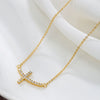 Wholesale Ladies Copper Inlaid Zircon Geometric Handmade Cross O Chain Necklace