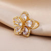 Wholesale Ladies Copper Zircon Inlaid Flower Leaf Fashion Ring With Electroplating