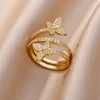 Wholesale Ladies Copper Zircon Inlaid Flower Leaf Fashion Ring With Electroplating