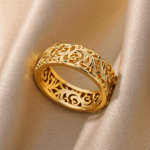 Wholesale Ladies Copper Zircon Inlaid Flower Leaf Fashion Ring With Electroplating