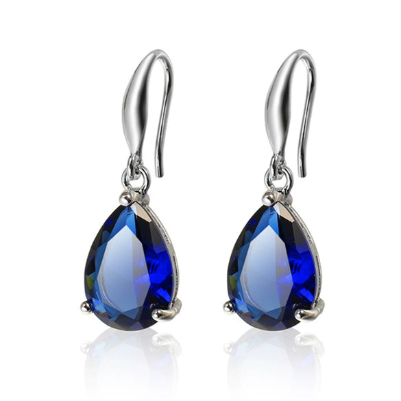 Wholesale Ladies Copper Zircon Jewelry Drop Shaped Earrings With Electroplating And Geometric Style