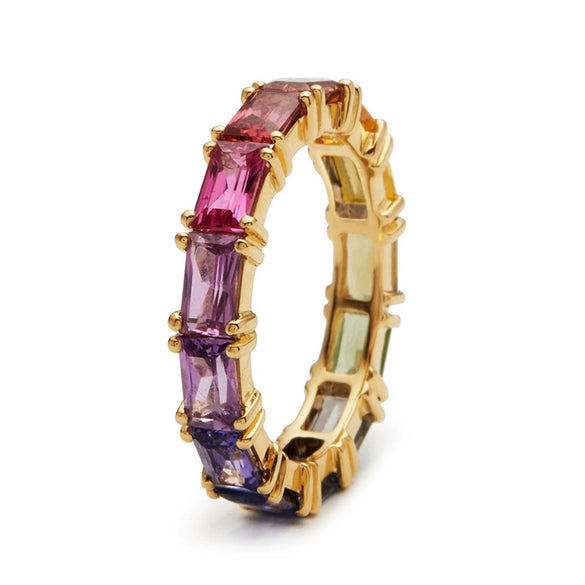 Wholesale Ladies Copper Zircon Ring With Geometric Pattern And Cute Style