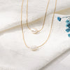 Wholesale Ladies Double Layer Freshwater Pearl Copper 14K Gold Plated Multilayer Conventional Chain Necklace With Geometric Pattern