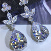 Wholesale Ladies Drop Shape Zircon Copper Silver Plated Earrings