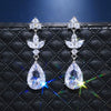 Wholesale Ladies Drop Shape Zircon Copper Silver Plated Earrings