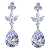 Wholesale Ladies Drop Shape Zircon Copper Silver Plated Earrings