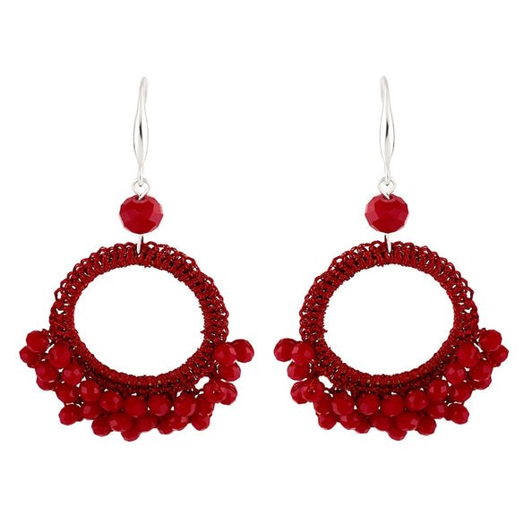 Wholesale Ladies Earrings Retro Handwoven Minimalist Style With Beads Alloy And Geometric Pattern