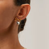 Wholesale Ladies Elegant Heart Shaped 18K Gold Plated Stainless Steel Pendant Earrings With Electroplating