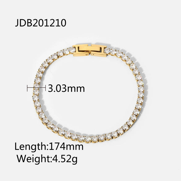 Wholesale Ladies Elegant Retro Stainless Steel Bracelet With 14K Gold Inlaid Zircon And Geometric Design
