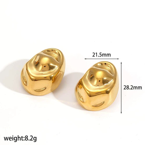Wholesale Ladies Exaggerated Geometric Stainless Steel Button Shaped Electroplated Earrings