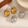 Wholesale Ladies Exaggerated Geometric Stainless Steel Button Shaped Electroplated Earrings