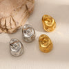 Wholesale Ladies Exaggerated Geometric Stainless Steel Button Shaped Electroplated Earrings