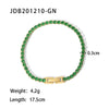 Wholesale Ladies Fashion All Match Ring In Stainless Steel With 18K Gold Plating And Inlaid Green Zircon Geometric Design