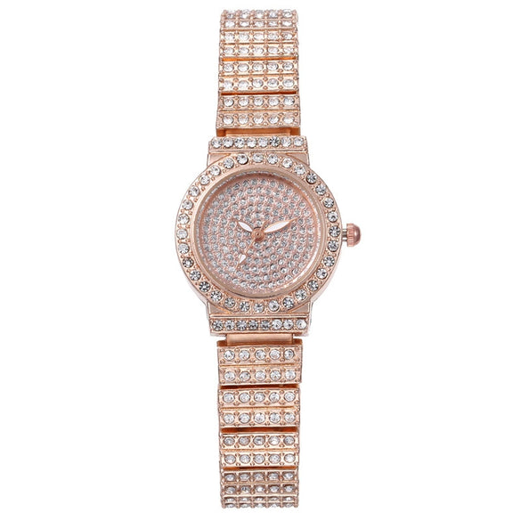 Wholesale Ladies Fashion Casual Compact Steel Band Quartz Watch With Alloy Case Round Dial And Ordinary Glass Mirror