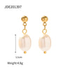 Wholesale Ladies Fashion Freshwater Pearl Earrings With Stainless Steel C Pendant And Electroplating Treatment Geometric Design