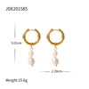 Wholesale Ladies Fashion Freshwater Pearl Earrings With Stainless Steel C Pendant And Electroplating Treatment Geometric Design