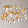 Wholesale Ladies Fashion Freshwater Pearl Earrings With Stainless Steel C Pendant And Electroplating Treatment Geometric Design