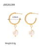 Wholesale Ladies Fashion Freshwater Pearl Earrings With Stainless Steel C Pendant And Electroplating Treatment Geometric Design