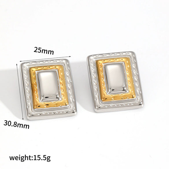 Wholesale Ladies Fashion Geometric Stainless Steel Electroplated Earrings