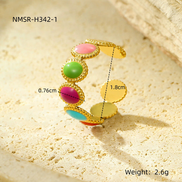 Wholesale Ladies Fashion Light Luxury Geometric Stainless Steel Electroplated Ring Bracelet