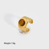 Wholesale Ladies Fashion Natural Stone Wide Open Ring In Stainless Steel With 18K Gold Electroplating And Geometric Design