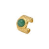 Wholesale Ladies Fashion Natural Stone Wide Open Ring In Stainless Steel With 18K Gold Electroplating And Geometric Design
