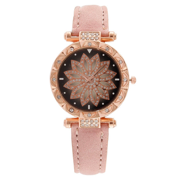 Wholesale Ladies Fashion Quartz Watch With Alloy Case Leather Strap And Round Dial