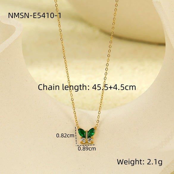 Wholesale Ladies Fashion Stainless Steel Bow Zircon Titanium Steel Necklace With Electroplating Treatment