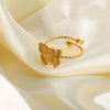 Wholesale Ladies Fashion Stainless Steel 18K Gold Plated Opening Adjustable Butterfly Ring