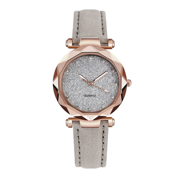 Wholesale Ladies Frosted Imitation Leather Belt Round Dial Quartz Watch Made Of Alloy And Stainless Steel With Ordinary Glass Mirror And Pin Buckle In Leisure Style