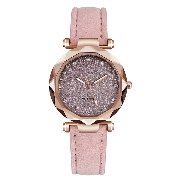 Wholesale Ladies Frosted Imitation Leather Belt Round Dial Quartz Watch Made Of Alloy And Stainless Steel With Ordinary Glass Mirror And Pin Buckle In Leisure Style