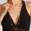 Wholesale Ladies Geometric Ferris Wheel Stainless Steel And Czech Glass Real Gold Plated Long Necklace