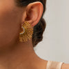 Wholesale Ladies Geometric Lines Stainless Steel Earrings With Diamond Design Light Luxury And Nonfading