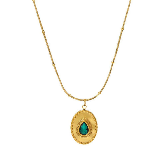 Wholesale Ladies Geometric Oval Pendant Necklace Made Of Stainless Steel And Titanium Steel With Electroplating Design