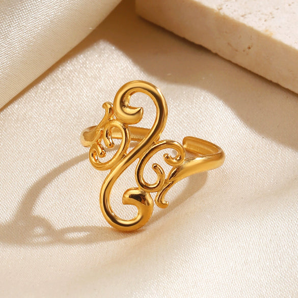 Wholesale Ladies Geometric Pattern Stainless Steel Electroplated Ring