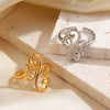 Wholesale Ladies Geometric Pattern Stainless Steel Electroplated Ring