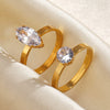 Wholesale Ladies Geometric Stainless Steel Electroplated Zircon Inlaid Ring