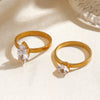 Wholesale Ladies Geometric Stainless Steel Electroplated Zircon Inlaid Ring