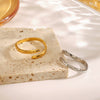 Wholesale Ladies Geometric Stainless Steel Hammered Gold Plated Ring