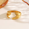 Wholesale Ladies Geometric Stainless Steel Hip Hop Adjustable Ring With Irregular Opening And Electroplating Treatment
