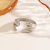 Wholesale Ladies Geometric Stainless Steel Hip Hop Adjustable Ring With Irregular Opening And Electroplating Treatment