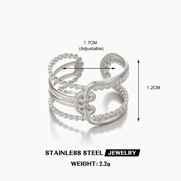 Wholesale Ladies Geometric Stainless Steel 18K Gold Plated Ring Jewelry