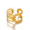 Wholesale Ladies Geometric Stainless Steel 18K Gold Plated Ring Jewelry