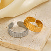 Wholesale Ladies Geometric Stainless Steel Open Adjustable Ring 18K Gold Plated
