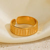 Wholesale Ladies Geometric Stainless Steel Open Adjustable Ring 18K Gold Plated