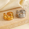 Wholesale Ladies Geometric Stainless Steel Open Hip Hop Ring With 18K Gold Plated Electroplating