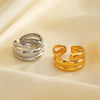 Wholesale Ladies Geometric Stainless Steel Open Hip Hop Ring With 18K Gold Plated Electroplating
