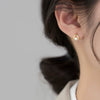 Wholesale Ladies Geometric Style Pearl Earrings Copper Plated 14K Real Gold