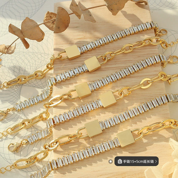 Wholesale Ladies Geometric Titanium Steel Electroplated 18K Gold Bracelet Jewelry